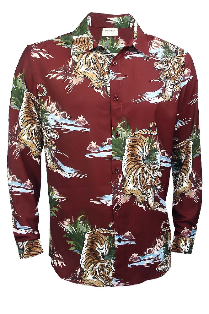 Бордовая рубашка с принтом Yes London