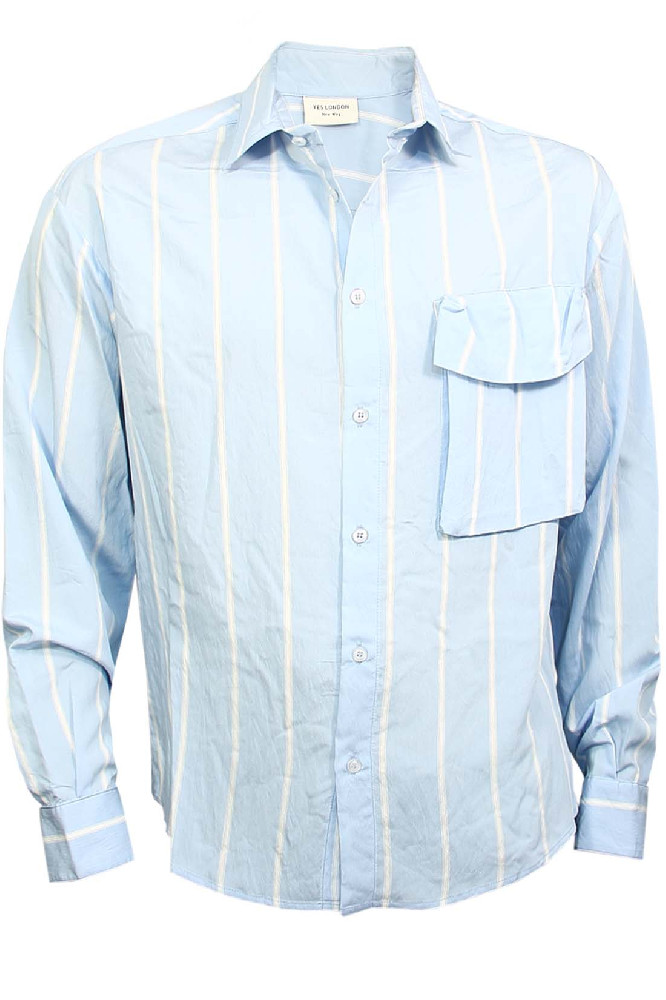 Голубая в полоску рубашка Yes London