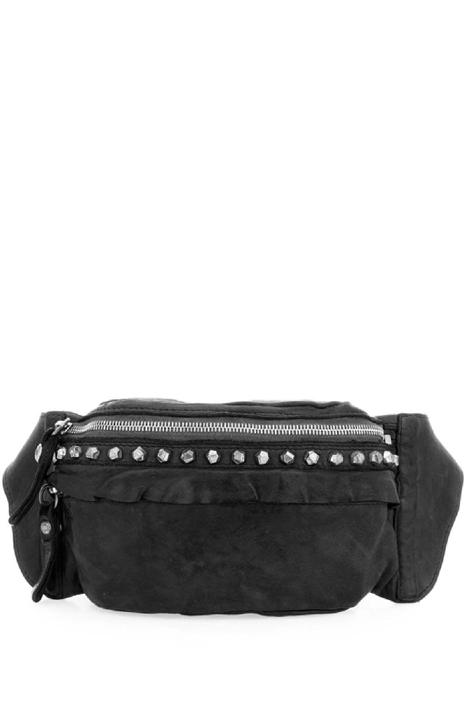 Поясная сумка из чёрной кожи с заклёпками Campomaggi
