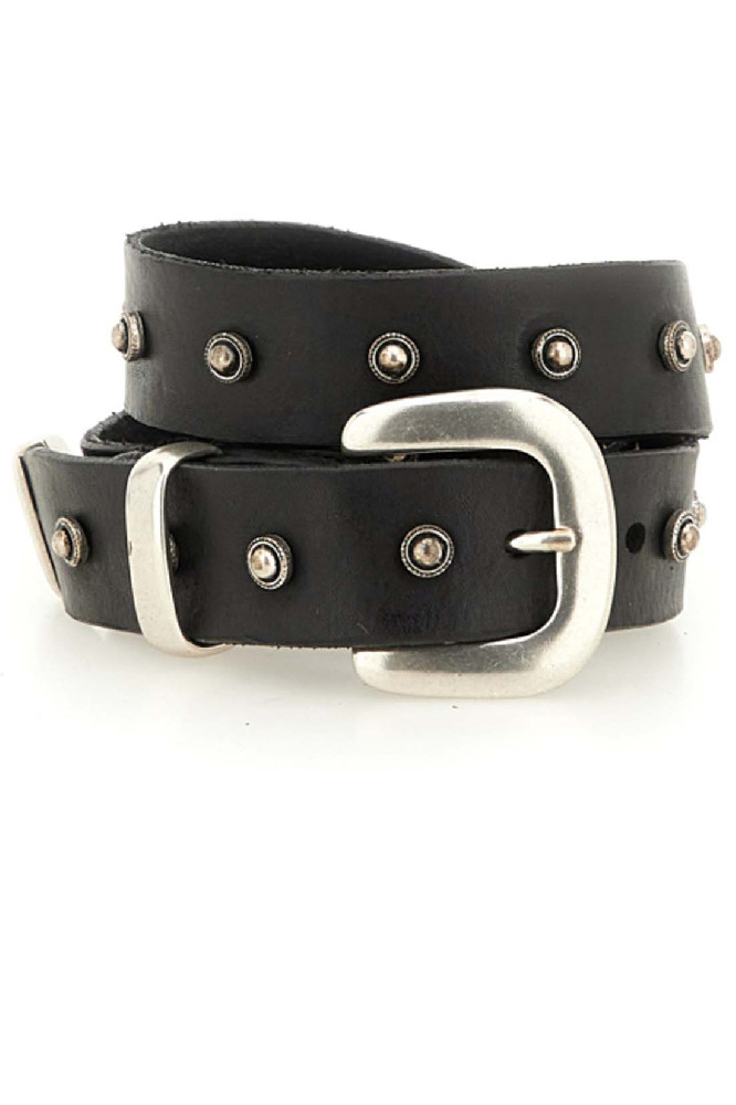 Черный ремень с заклёпками Campomaggi