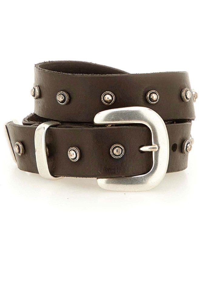 Коричневый  ремень с заклёпками Campomaggi