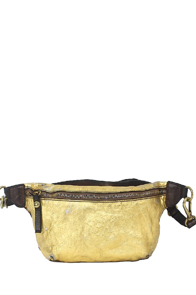Поясная сумка из натуральной кожи золотого цвета Campomaggi