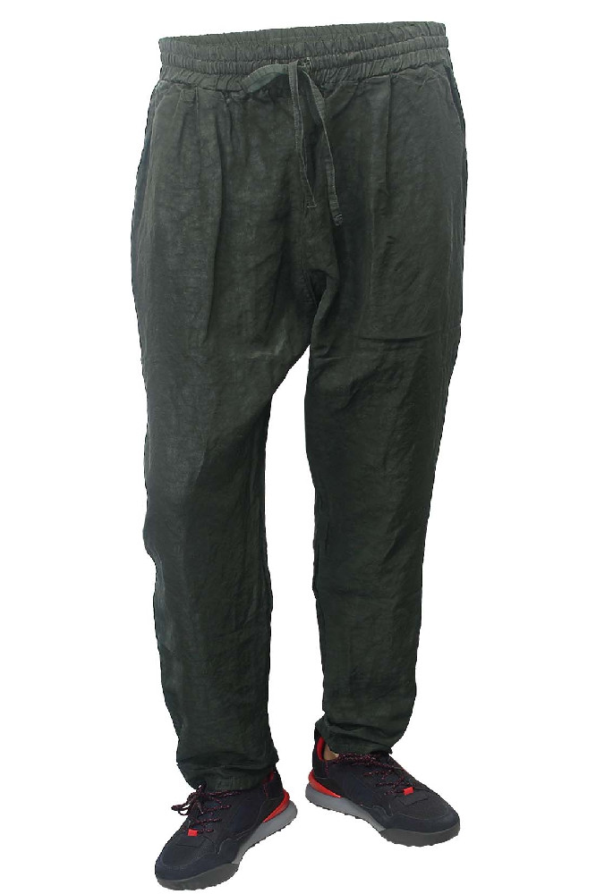 Зелёные летние брюки из льна и купро Never Enough.