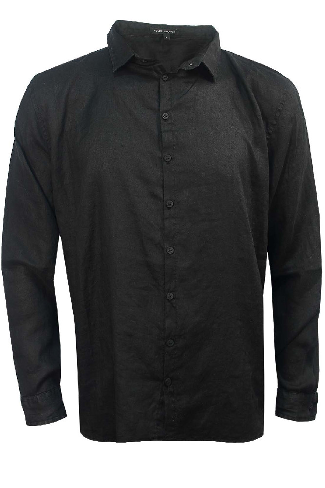Чёрная рубашка из льна Never Enough